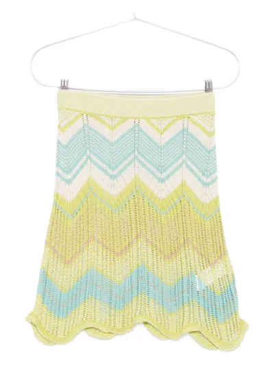 Akep Chevron-pattern Scalloped Skirt In Green