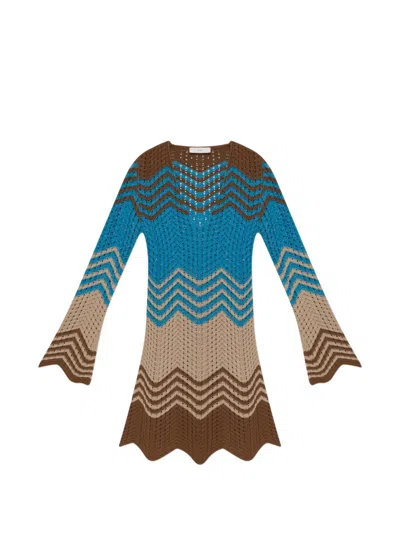 Akep Chevron-knit V-neck Dress In Multi