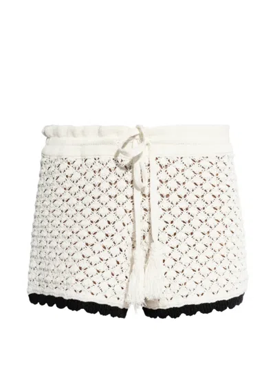 Akep Contrast-edges Knitted Shorts In White