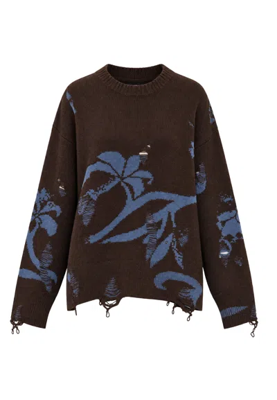 Akep Crew Pullover  Destructured In Brown