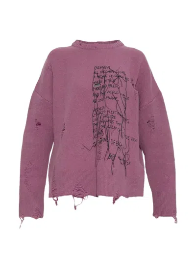 Akep Distressed Embroidered Sweater In Pink