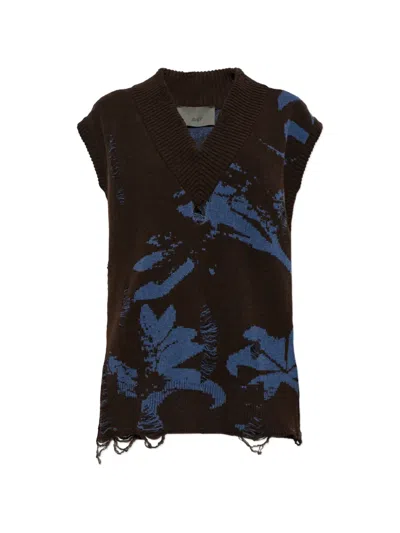 Akep Distressed Floral-intarsia Knit Vest In Multi