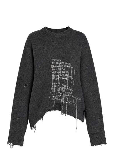 Akep Embroidered Crew Pullover  In Gray