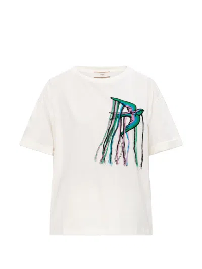 Akep Embroidered-patch Cotton T-shirt In White