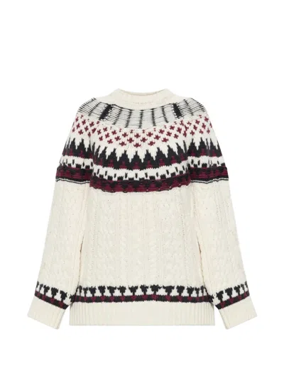 Akep Fair Isle Cable-knit Sweater In White