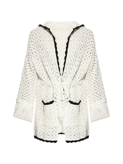 Akep Hooded Cardigan In White