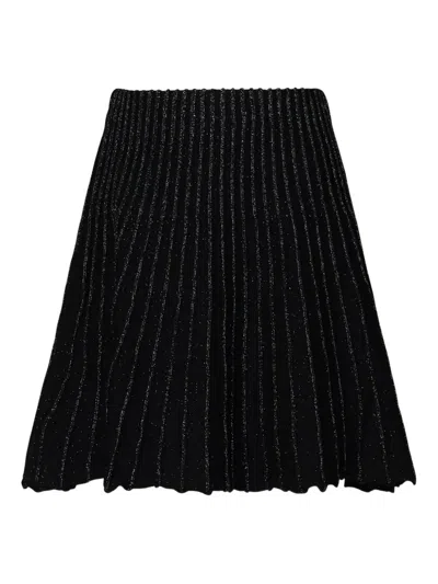 Akep Logo-plaque Pleated Midi Skirt In Black