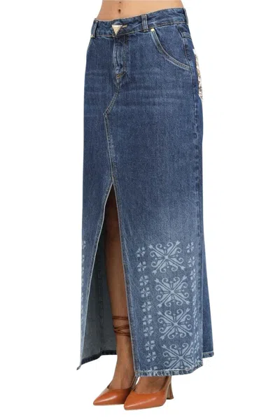 Akep Long Denim Skirt - Blue In Gray