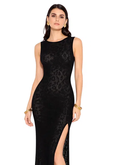 Akep Long Dress Woman  Leopard Lace In Black