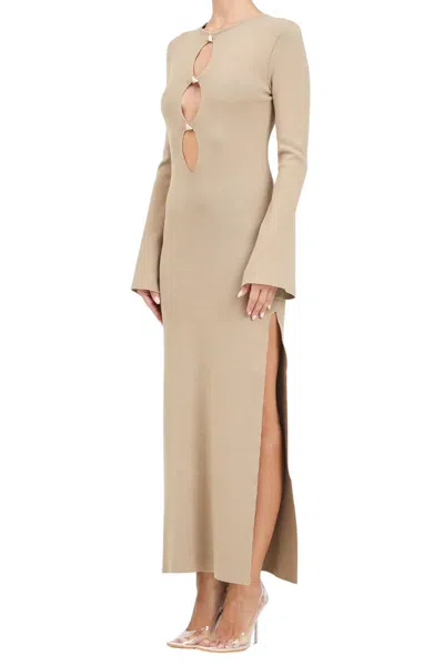 Akep Long Knit Dress - Beige In Brown