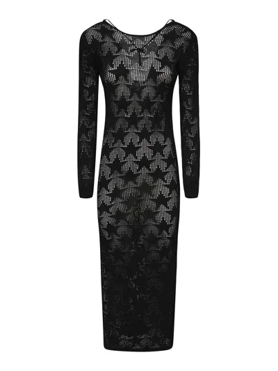 Akep Long Knitted Dress In Black