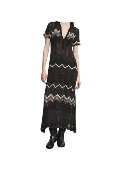 Akep Long Knitted Dress Lurex Woman  With Collar