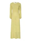 Akep Lace-insert Long-sleeve Dress In Yellow