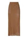Akep Long Skirt In Lace Stitch Knit In Brown
