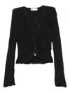 Akep Lurex-detail Cardigan In Black