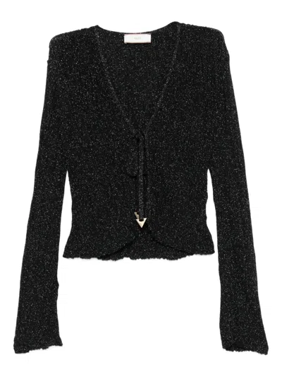 Akep Lurex-detail Cardigan In Black