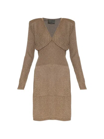 Akep Lurex-thread Knit Midi Dress In Neutral