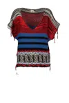 Akep Maxi Smanicato Con Frange In Rosso