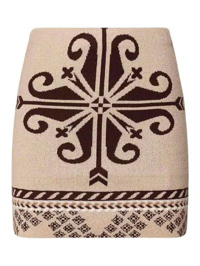 Akep Mini Skirt In Jacquard Cotton Knit In Dark Green