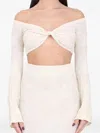 Akep Off-shoulder Knot-detail Top In Neutral