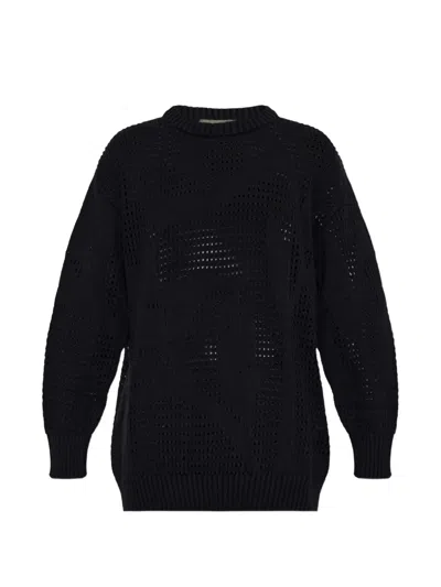 Akep Open-knit Long-sleeve Sweater In Black