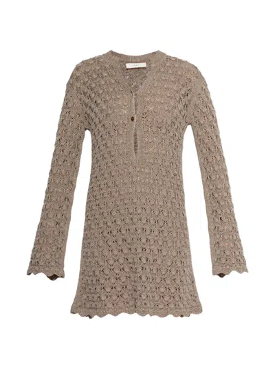 Akep Openwork Mini Dress In Brown