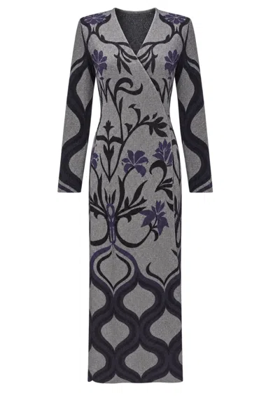 Akep Pandora  Long Robe Dress In Gray