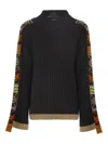 Akep Ribbed-knit Patterned-sleeve Sweater In Black