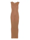 Akep Ribbed Lurex Maxi Dress In Brown