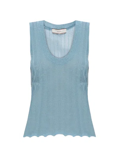 Akep Ribbed-knit Sleeveless Top In Blue