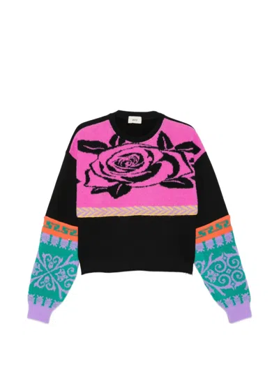 Akep Rose-intarsia Intarsia-knit Sweater In Multi