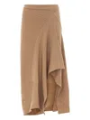 Akep Ruffled Ribbed Skirt In Neutral