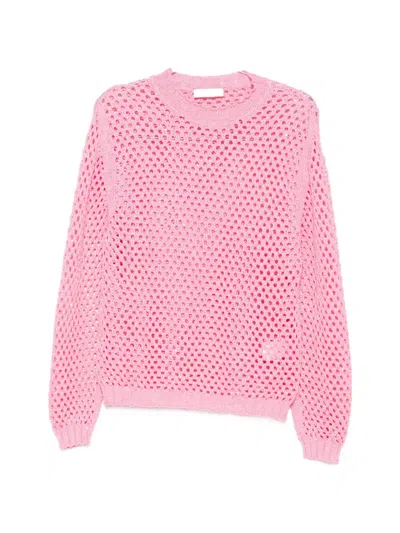 Akep Sequin-embellished Open-knit Sweater In Pink