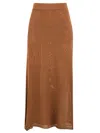 Akep Geometric-pattern Knitted Skirt In Brown