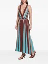 Akep Striped Knitted Day Dress In Multi