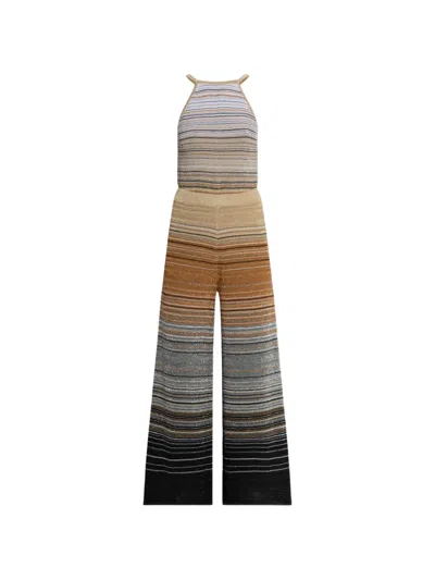 Akep Striped-pattern Halterneck Jumpsuit In Multi