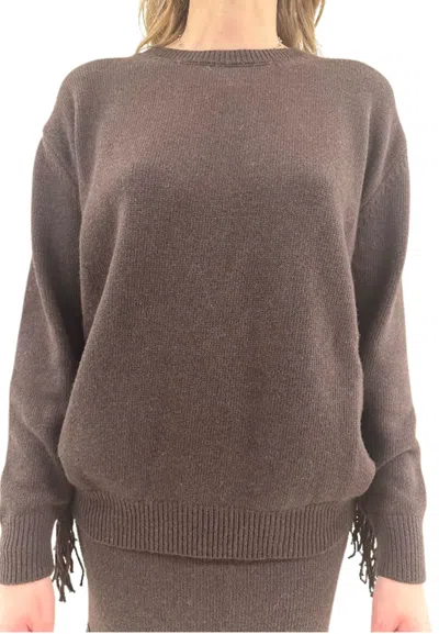 Akep Sweater With Woman  Frange In Brown