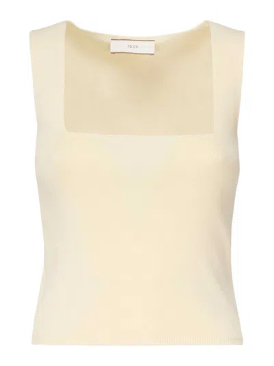 Akep Square Neck Knitted Tank Top In Pink