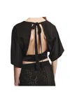 Akep Top Short Satin With Balloon Sleeve Woman  Back Neckline