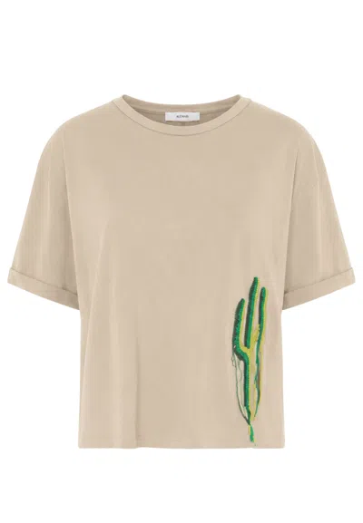 Akep T-shirt  With Side Print In Beige