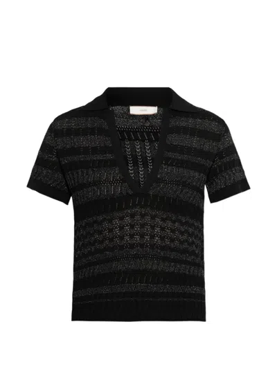 Akep V넥 니트 탑 In Black