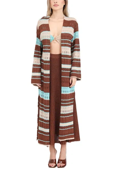 Akep Viscose/polyester Cardigan - Brown/beige