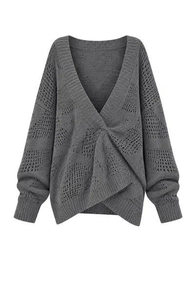 Akep V-neck Pullover  In Cotton And Cashmere In Gray