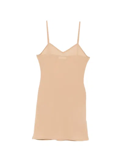Akep V-neck Spaghetti-strap Mini Dress In Neutral