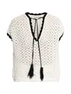 Akep 콘트라스트 에지 크로셰 블라우스 In White