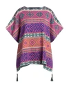 Akep Woman Cape Fuchsia Size 8 Cotton In Multi