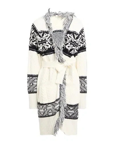 Akep Woman Cardigan White Size 8 Synthetic Fibers, Alpaca Wool, Wool, Metallic Fiber
