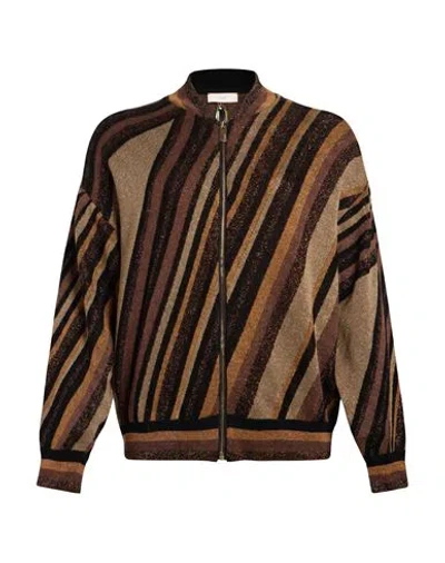 Akep Woman Jacket Bronze Size Xs Viscose, Cotton, Metallic Fiber, Polyamide In Yellow