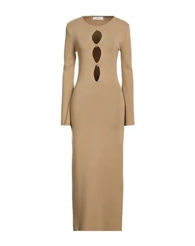 Akep Woman Maxi Dress Beige Size 2 Viscose, Polyamide, Elastic Fibres In Brown