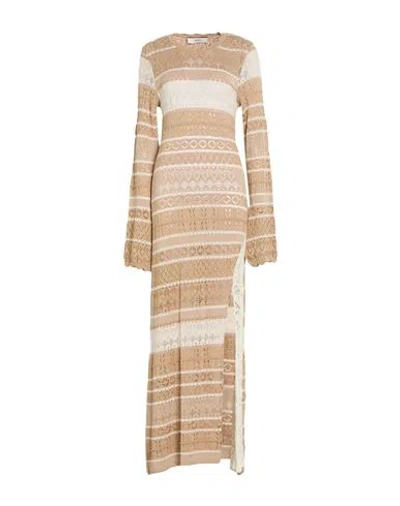 Akep Woman Maxi Dress Beige Size 2 Viscose, Polyester In Multi